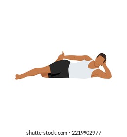 Man doing Cat Tail Pulling Pose, Practice Cat Tail Pulling Pose. Flat vector illustration isolated on white background