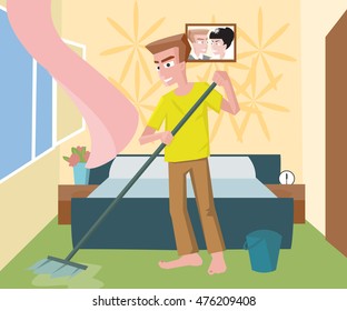 man doing chore work
