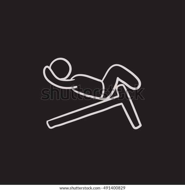 Man Doing Crunches On Incline Bench Stock Image Download Now