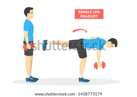 Man doing dead lift exercise with a weight. Fitness in the gym, sport workout for fit body. Isolated vector illustration in cartoon style