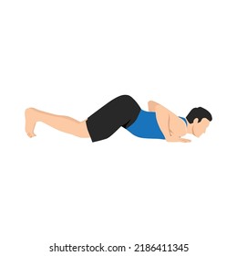 Man doing Eight-Limbed Yoga Pose Ashtangasana exercise. Flat vector illustration isolated on white background