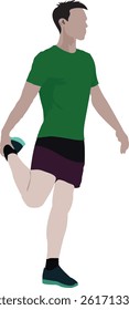Man doing exercise in front of a white background. 
