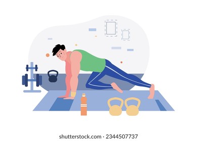 Man Doing Exercise At Home