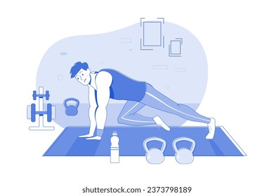 Man Doing Exercise At Home