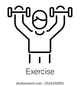A man doing exercise, a line style icon 