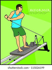 A man is doing exercise on reformer