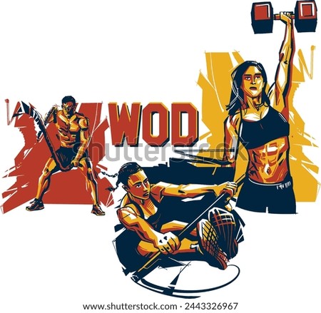 a man doing an exercise with a rope, a woman lifting a heavy weight, and another woman doing her toes to bar