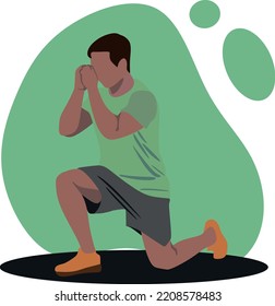 man doing exercise, doing squats with athletic clothing, vector Illustration