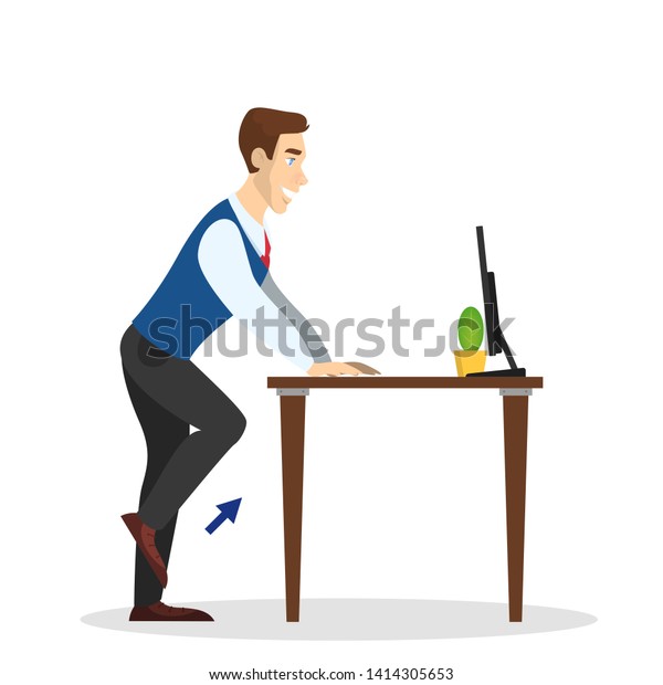 Man Doing Exercise Stretch Office Workout Stock Vector Royalty