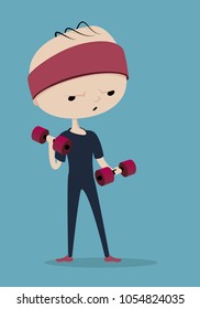 Man doing exercises with dumbbells
