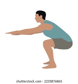 man doing exercises flat illustration