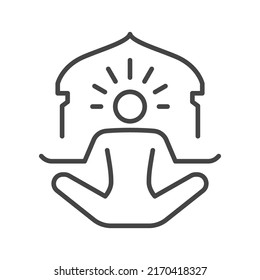 Man doing exercises. Meditation and yoga related line icon