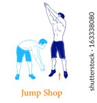 A man is doing exercises on the ground.   Isolated vector illustration on white background 
