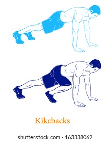 A man is doing exercises on the ground.   Isolated vector illustration on white background 