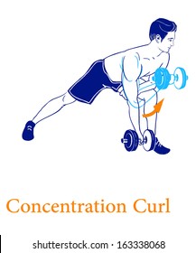 A man is doing exercises on the ground.   Isolated vector illustration on white background 