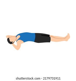 Man Doing Final Seated Posture Or Savasana Exercise. Flat Vector Illustration Isolated On White Background