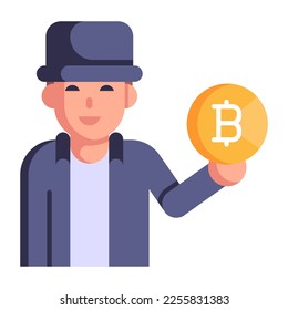 Man doing financial chat in flat icon