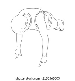 Man doing finger push ups outline vector.