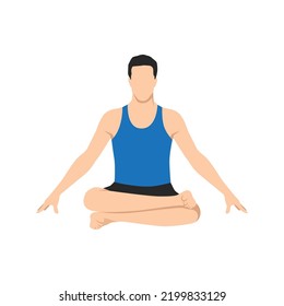 Man doing Firelog Pose, Fire Statue Pose, Double Pigeon Pose, Square, Ankle to Knee Pose. Practice Agnistambhasana