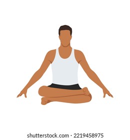 Man doing Firelog Pose, Fire Statue Pose, Double Pigeon Pose, Square, Ankle to Knee Pose. Practice Agnistambhasana