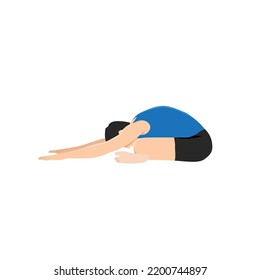 Man doing Firelog Pose Leaning Forward. Practice Agnistambhasana Leaning Forward. Flat vector illustration isolated on white background