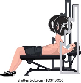 A man doing fitness using bench press at gym