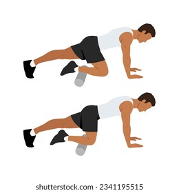 Man doing foam roller anterior tibialis or shin stretch. Flat vector illustration isolated on white background