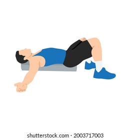 Man doing Foam roller chest opener chest exercise. Flat vector illustration isolated on white background