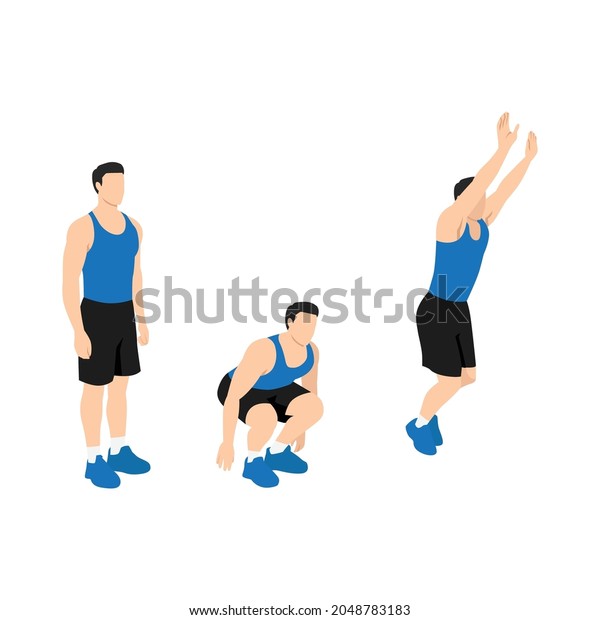 Man Doing Frog Jumps Exercise Flat Stock Vector (Royalty Free) 2048783183