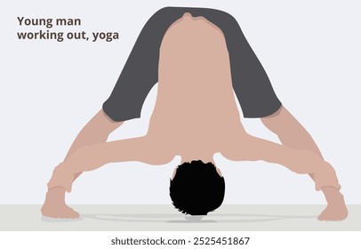 A man doing full body workout. Inclusive workout with disabilities. Sport, wellness, workout, fitness. Flat vector illustration