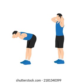 Hombre haciendo Buen ejercicio matutino para entrenamiento trasero. Ilustración vectorial plana aislada en fondo blanco