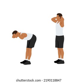 Man Doing Good Morning Exercise For Backside Workout. Flat Vector Illustration Isolated On White Background