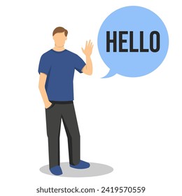 man doing greet pose and say hello