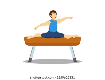 Hombre Haciendo Diseño Plano De Vector De Clipart Gimnástico En Fondo Blanco