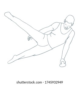 a man doing gymnastics outline sport vector illustration 
