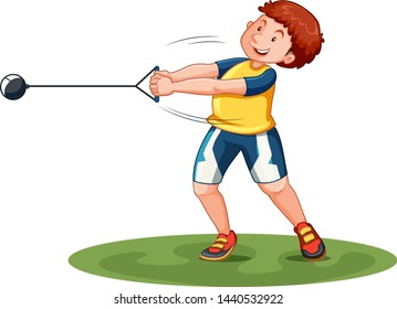 Man doing hammer throw illustration