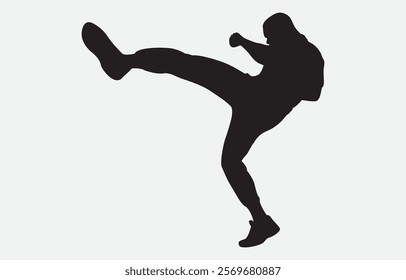 A Man Doing High Kick Silhouette Illustration vector art
