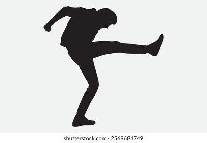 A Man Doing High Kick Silhouette Illustration vector art
