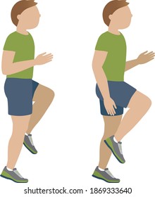 Man doing high skipping exercises - illustration