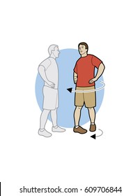 Man doing a hip rotation exercise
