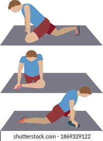 Man Doing Hip Stretch Exercises - Illustration