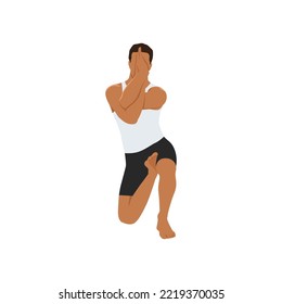 Man doing Horse Face Pose. Practice Vatayanasana. Flat vector illustration isolated on white background