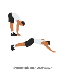 Man doing Inchworms walkouts exercise. Flat vector illustration isolated on white background