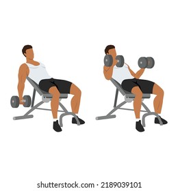 Hombre haciendo un bobalicón inclino. Ilustración vectorial plana aislada en diferentes capas. Carácter de entrenamiento