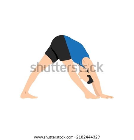 Man doing intense side stretch pose parsvottanasana exercise. Flat vector illustration isolated on white background