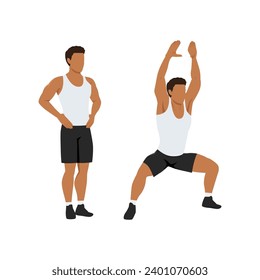 Man doing Jumping plyo jacks. star jumps exercise. Flat vector illustration isolated on white background