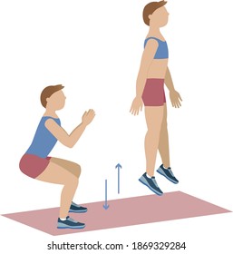 Man doing jumping squats - illustration