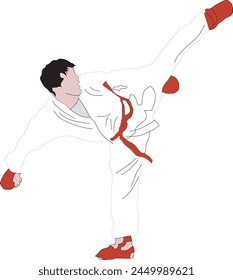 man doing karate kick illustration