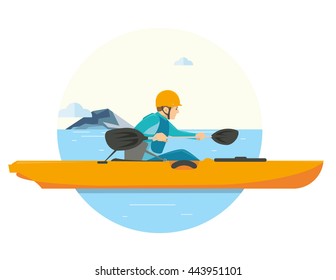 A man doing kayaking on his vacation in the lake