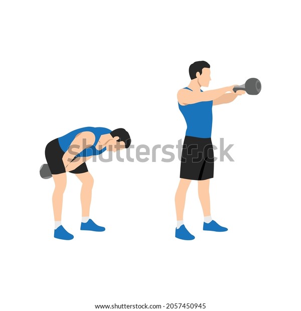 Man Doing Kettlebell Swing Exercise Flat Stock Vector (Royalty Free ...